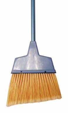 Maintex Flagged Angle Broom with 46" Metal Handle, Blue