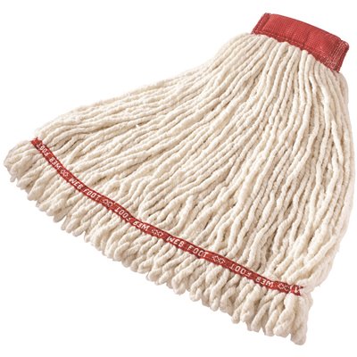 Rubbermaid Web Foot White Blend Shrinkless Large Wet Mop Head with 5 in. Band