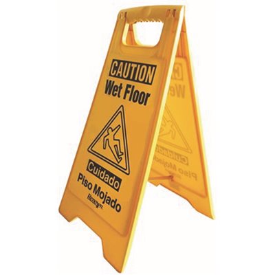 Renown 25 in. English and Spanish Caution Wet Floor Sign in Yellow