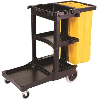 Rubbermaid Commercial Products Janitorial Cleaning Cart with Zippered Yellow Vinyl Bag