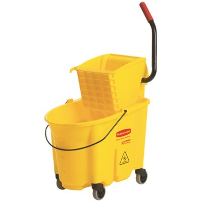 Rubbermaid Commercial Products Wave Brake 35 Qt. Yellow Side-Press Combo Mop Bucket and Wringer System